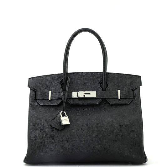 Birkin Handbag Noir Epsom with Palladium Hardware 30