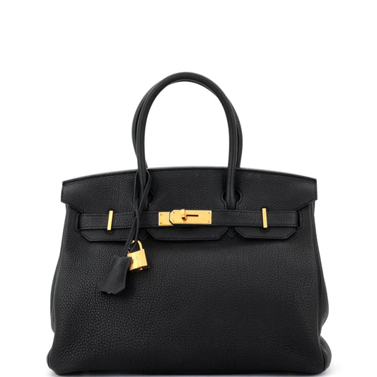 Birkin Handbag Noir Togo with Gold Hardware 30