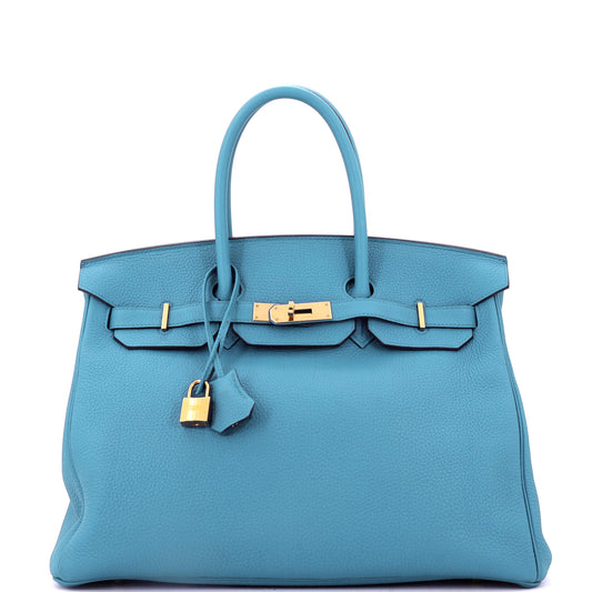 Birkin Handbag Turquoise Togo with Gold Hardware 35