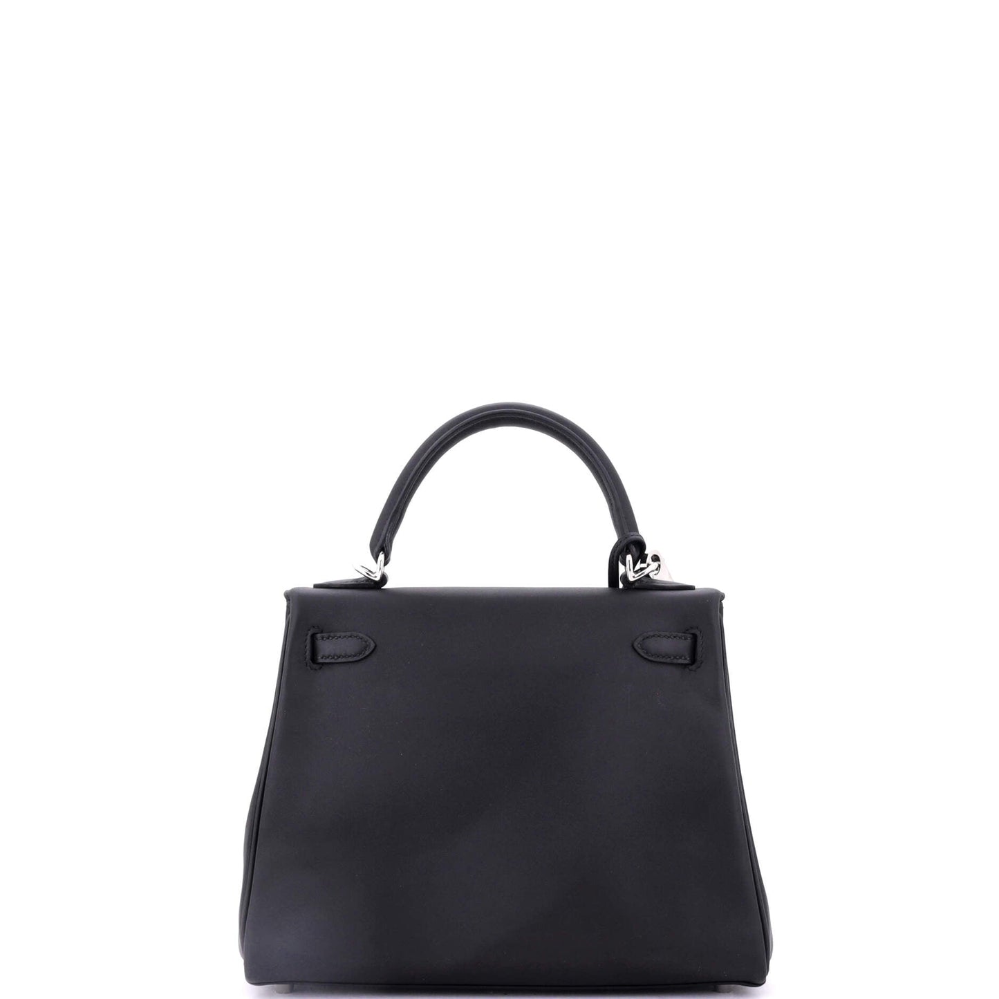 Kelly Handbag Noir Swift with Palladium Hardware 25