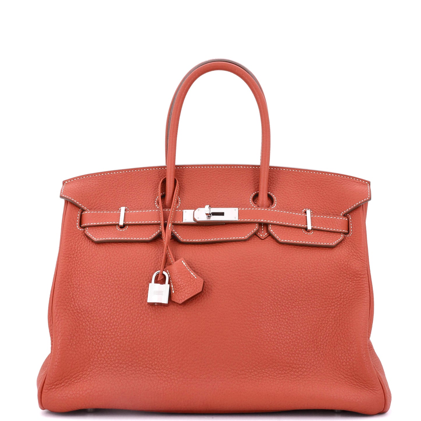 Birkin Handbag Sanguine Clemence with Palladium Hardware 35