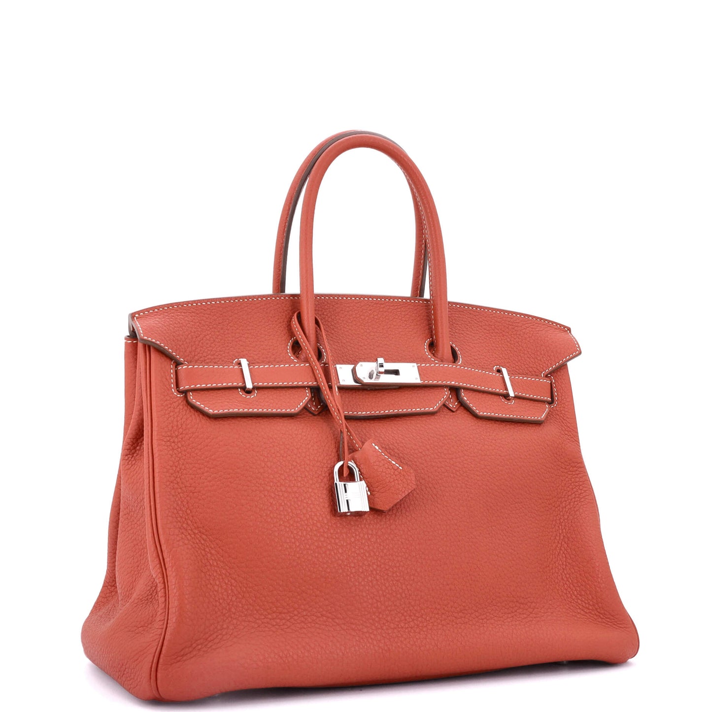 Birkin Handbag Sanguine Clemence with Palladium Hardware 35