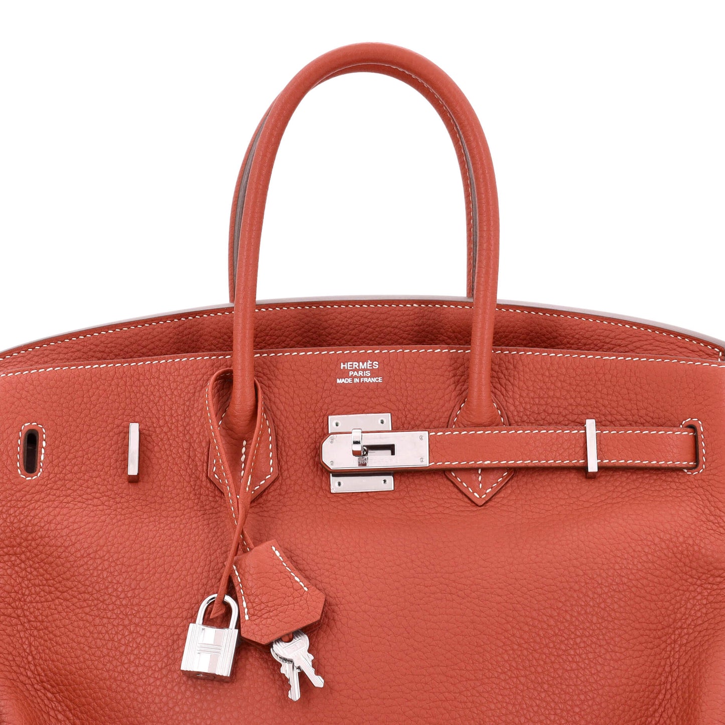 Birkin Handbag Sanguine Clemence with Palladium Hardware 35