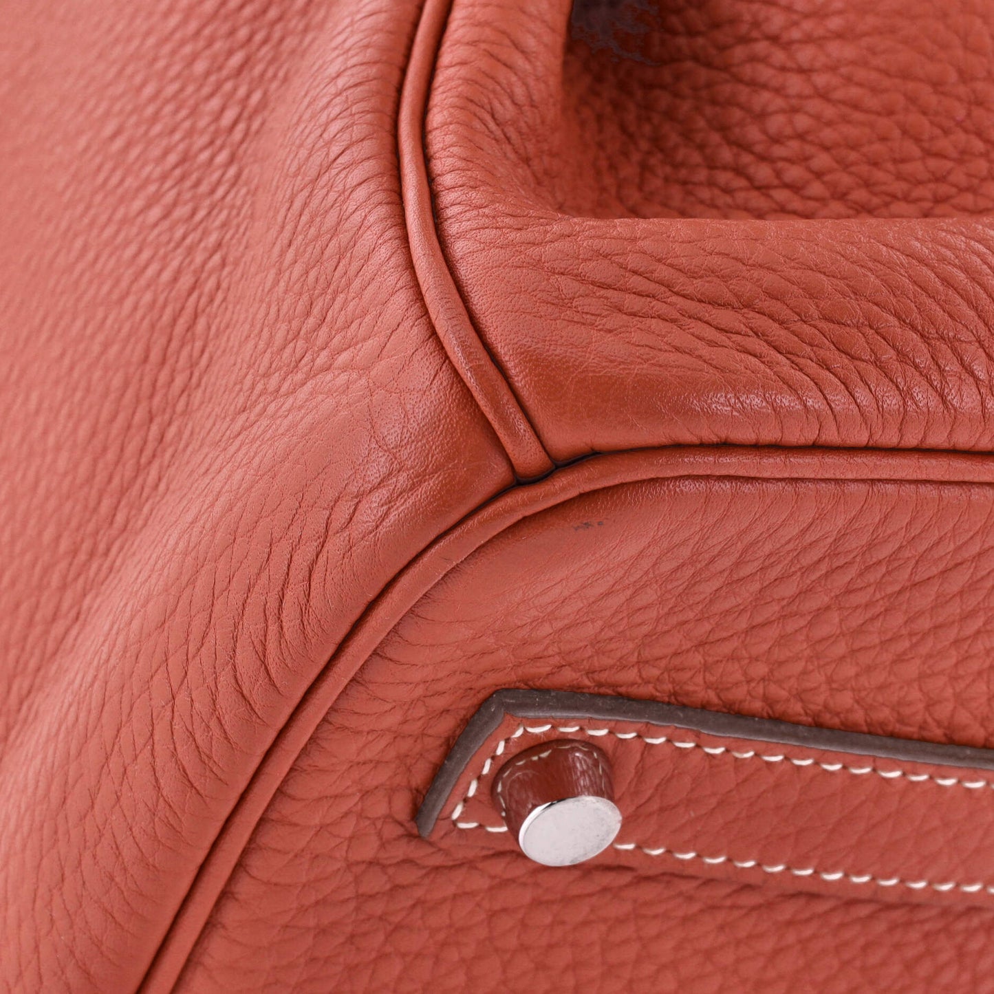 Birkin Handbag Sanguine Clemence with Palladium Hardware 35