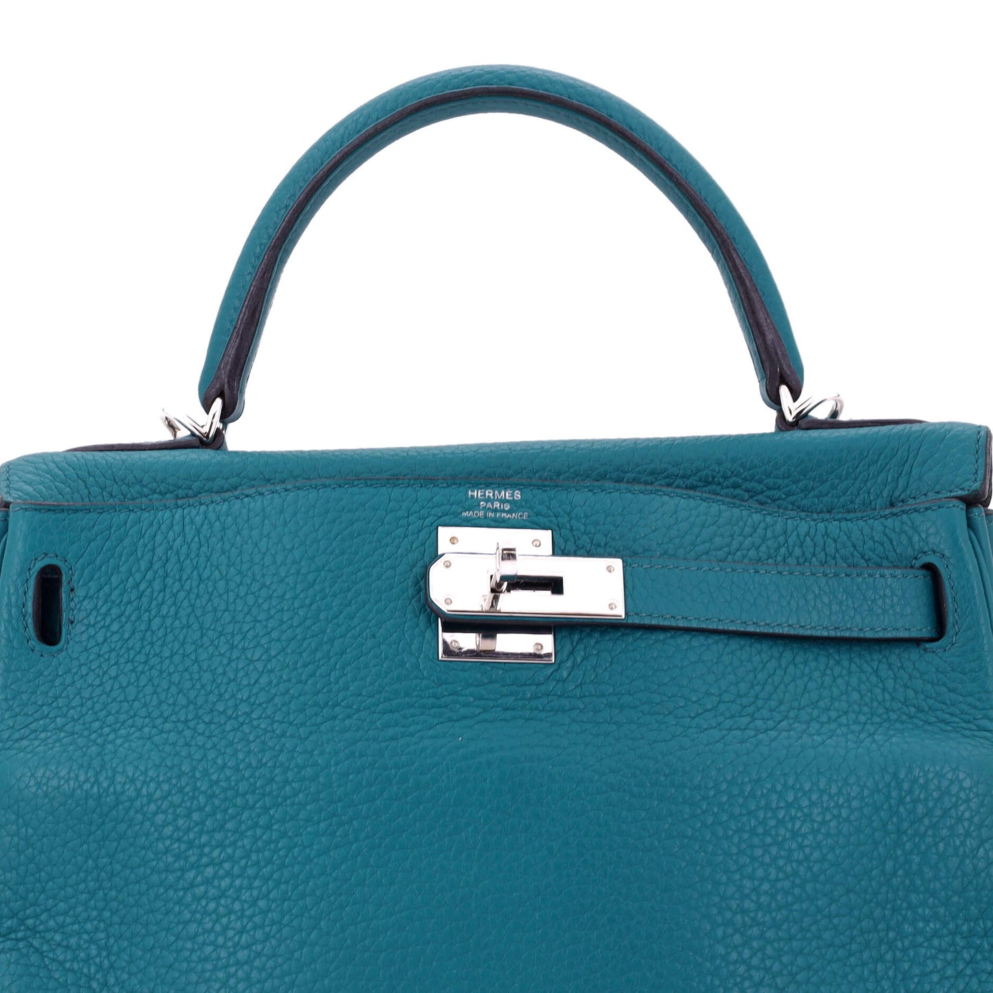 Kelly Handbag Bleu Izmir Clemence with Palladium Hardware 28
