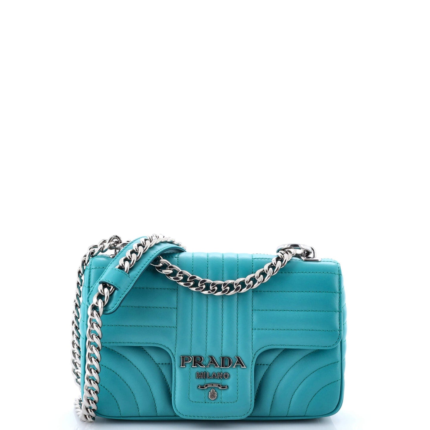 Chain Flap Shoulder Bag Diagramme Quilted Leather Small