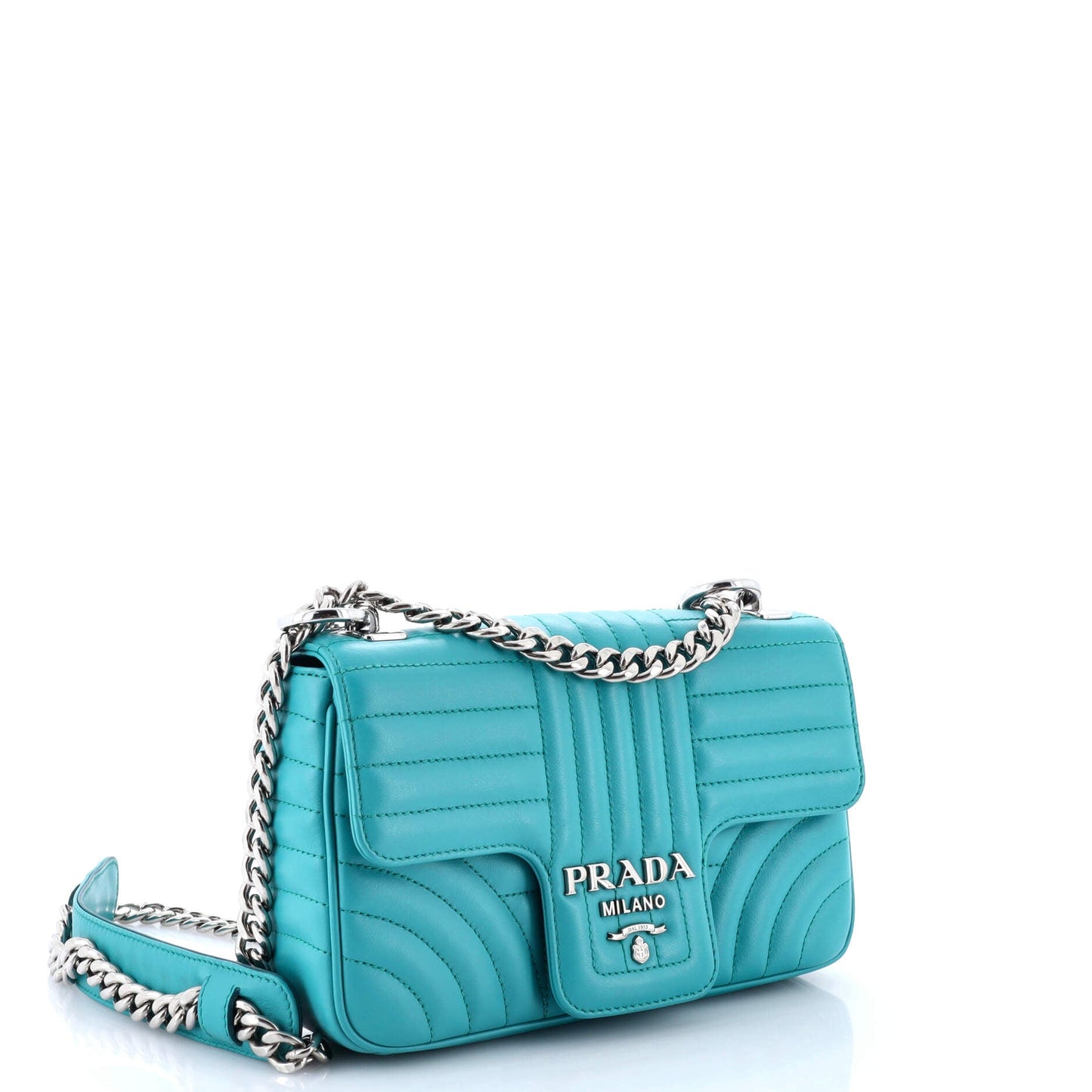 Chain Flap Shoulder Bag Diagramme Quilted Leather Small