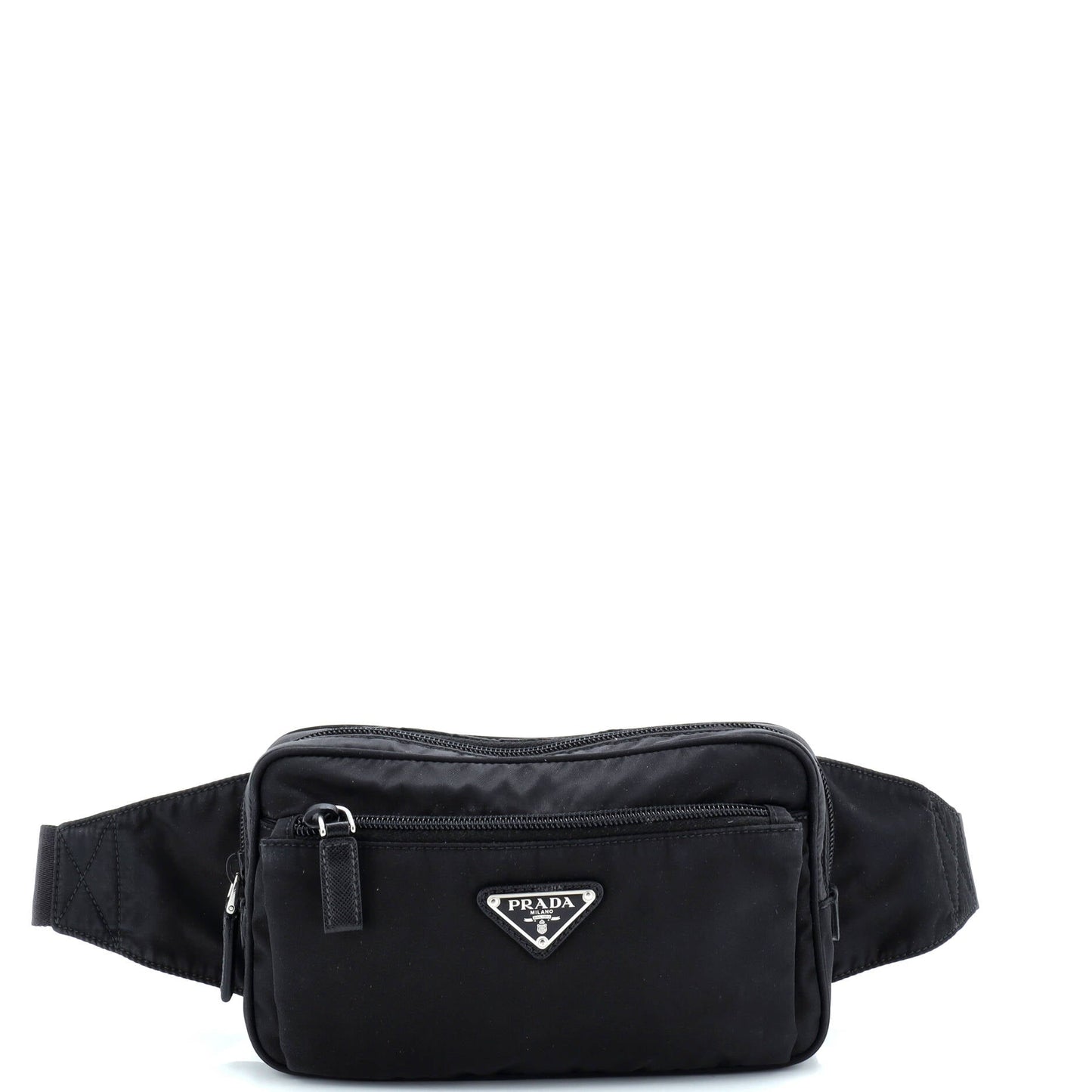Front Pocket Belt Bag Re-Nylon with Saffiano Leather