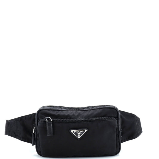 Front Pocket Belt Bag Re-Nylon with Saffiano Leather