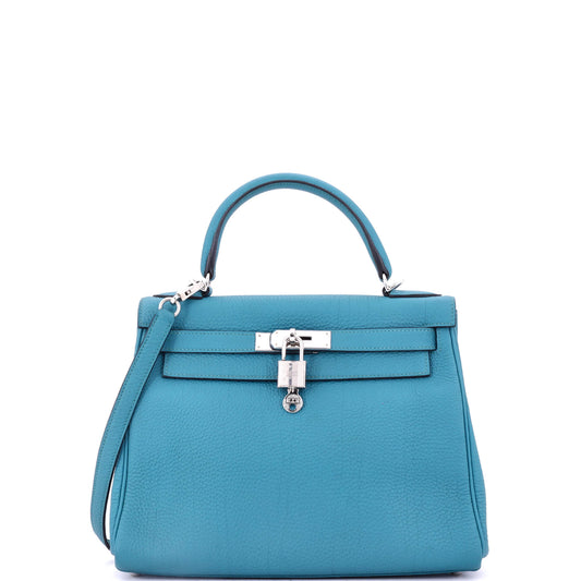 Kelly Handbag Turquoise Togo with Palladium Hardware 28
