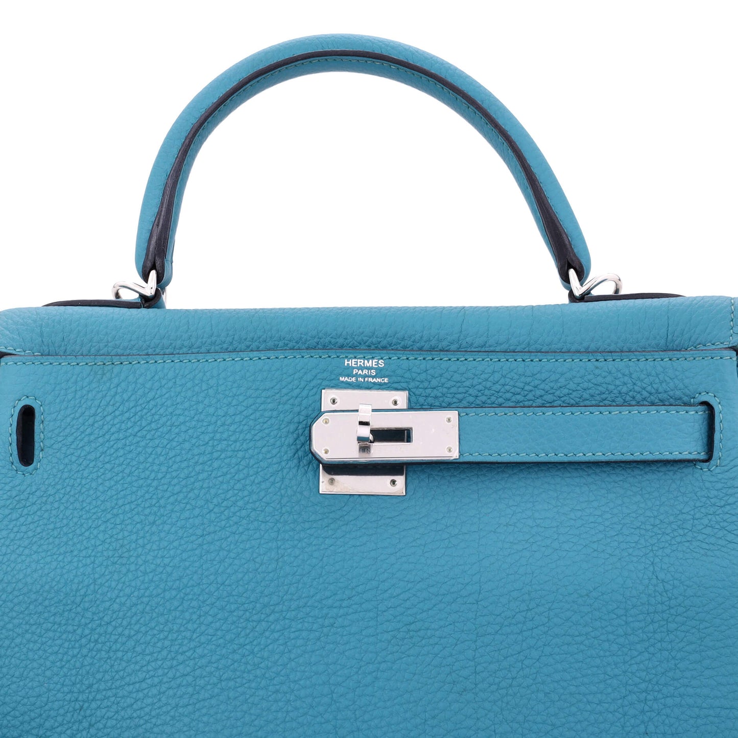 Kelly Handbag Turquoise Togo with Palladium Hardware 28