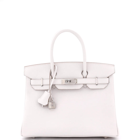 Birkin Handbag Light Epsom with Palladium Hardware 30