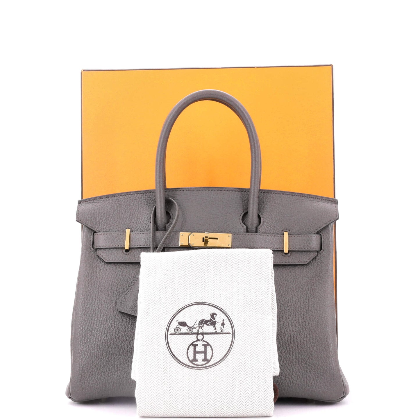 Birkin Handbag Grey Togo with Gold Hardware 30