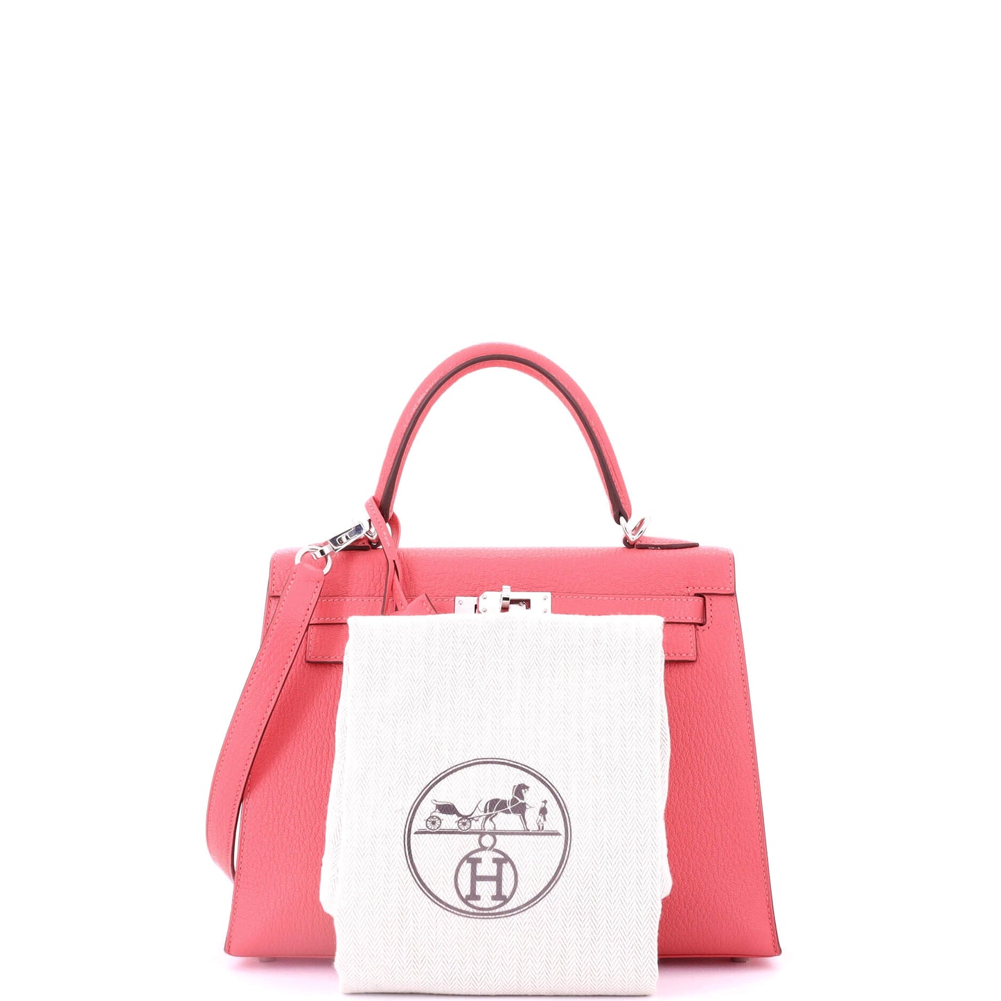 Kelly Handbag Rose Azalée Chevre Mysore with Palladium Hardware 25