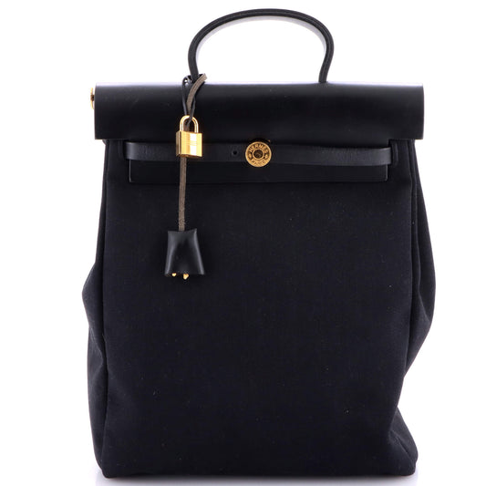 Herbag A Dos Zip Backpack Toile and Leather