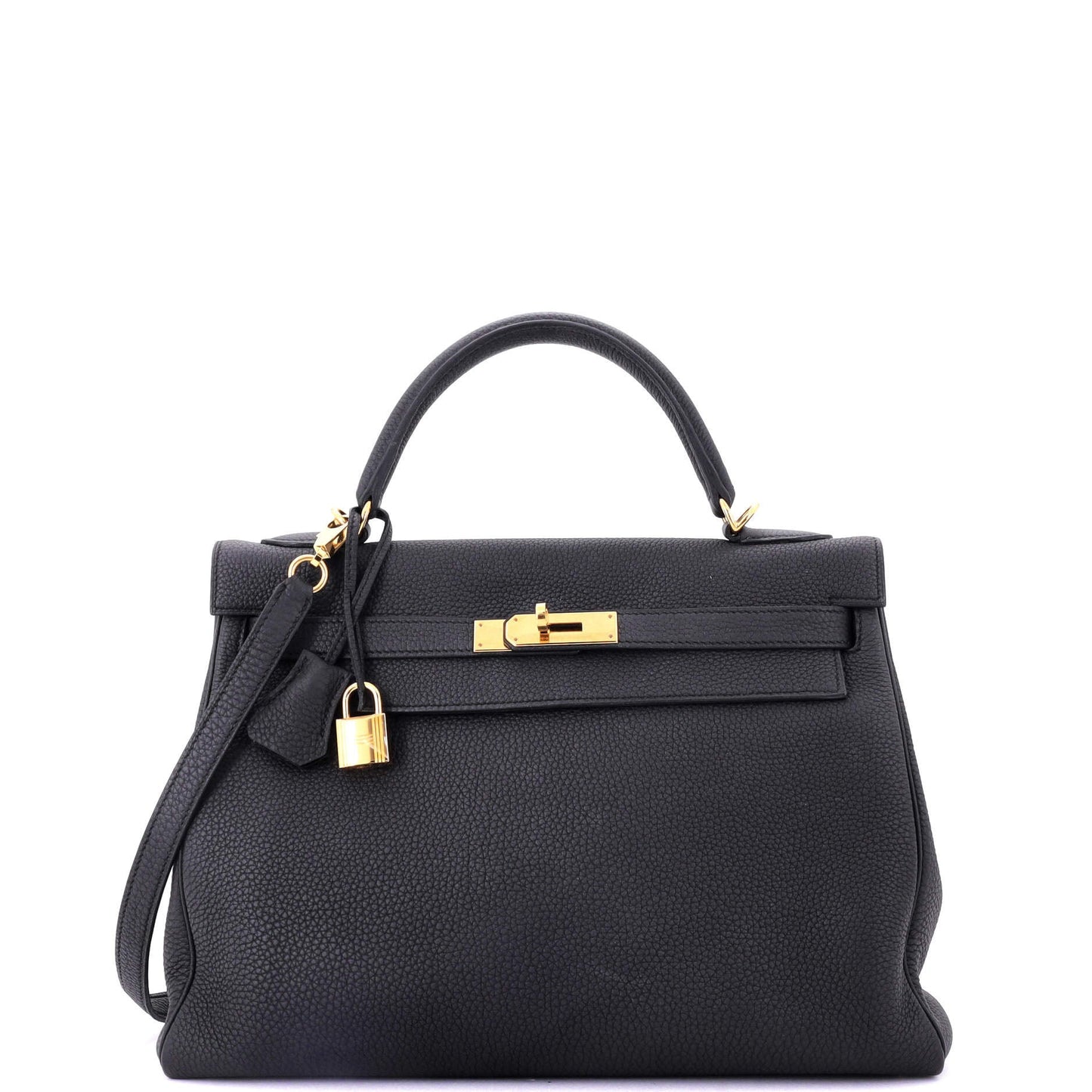 Kelly Handbag Noir Togo with Gold Hardware 32