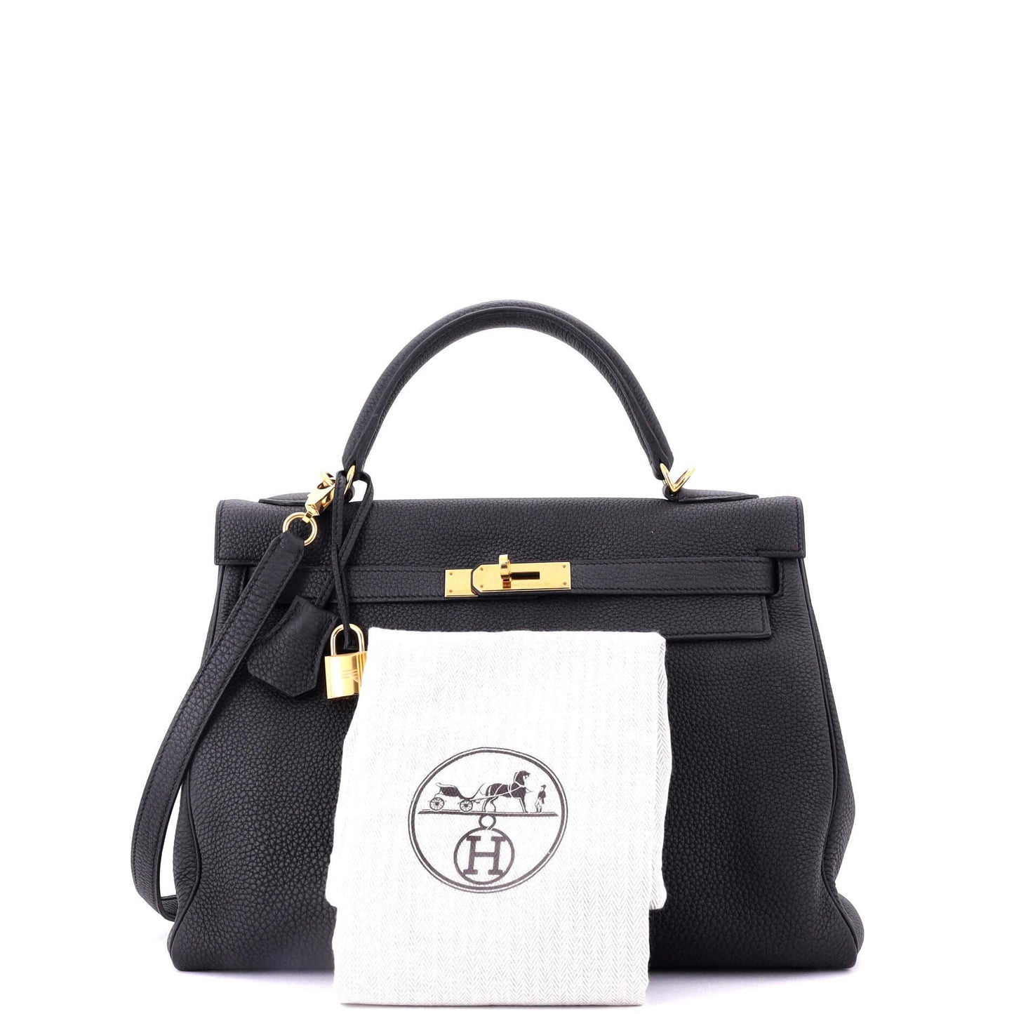 Kelly Handbag Noir Togo with Gold Hardware 32