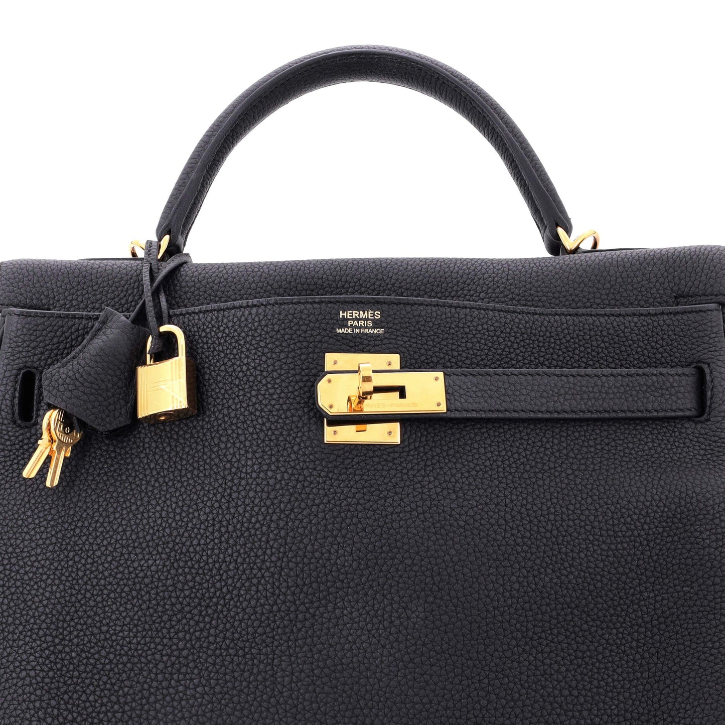 Kelly Handbag Noir Togo with Gold Hardware 32