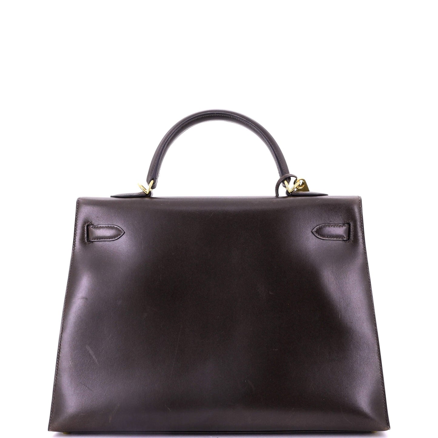 Kelly Handbag Ebene Box Calf with Gold Hardware 35