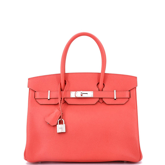 Birkin Handbag Rose Jaipur Epsom with Palladium Hardware 30