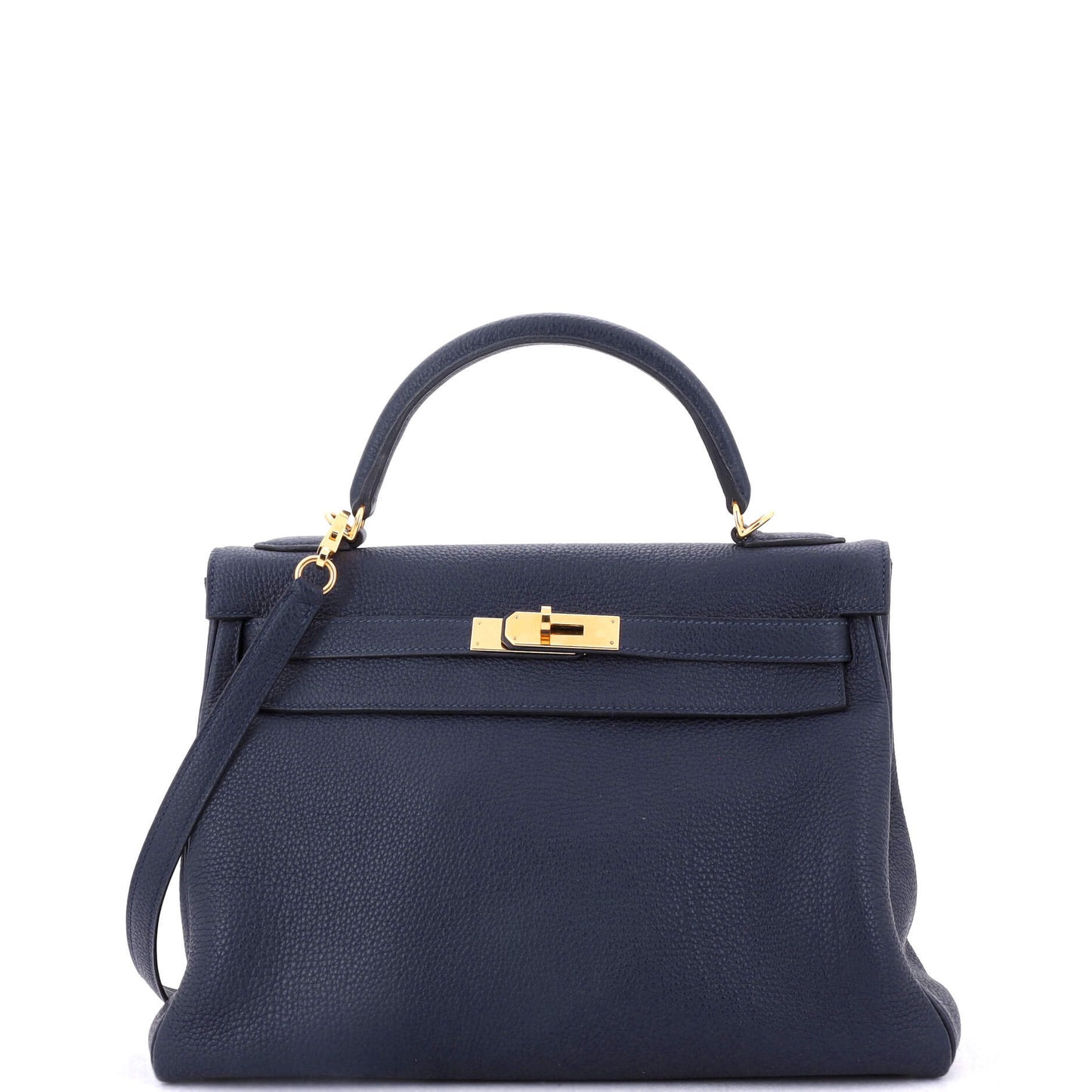 Kelly Handbag Bleu Nuit Togo with Gold Hardware 32