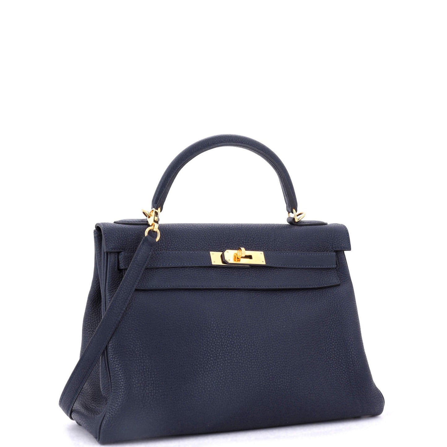Kelly Handbag Bleu Nuit Togo with Gold Hardware 32