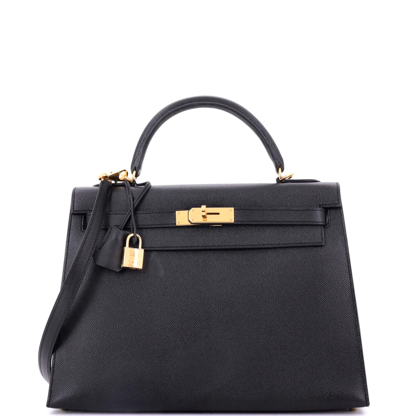 Kelly Handbag Noir Epsom with Gold Hardware 32