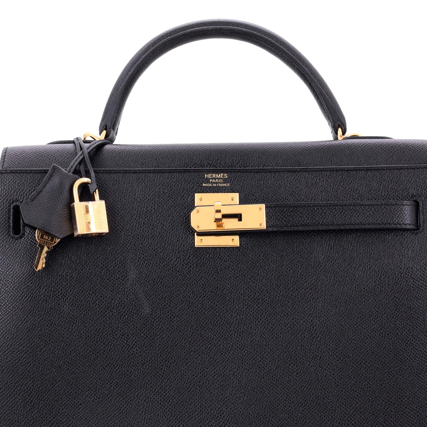 Kelly Handbag Noir Epsom with Gold Hardware 32