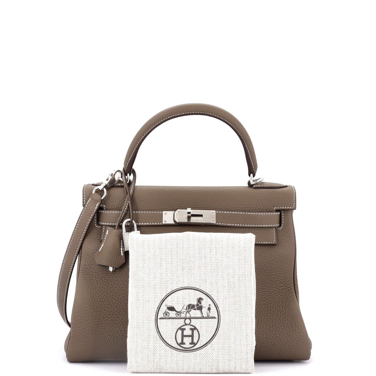 Kelly Handbag Grey Clemence with Palladium Hardware 28