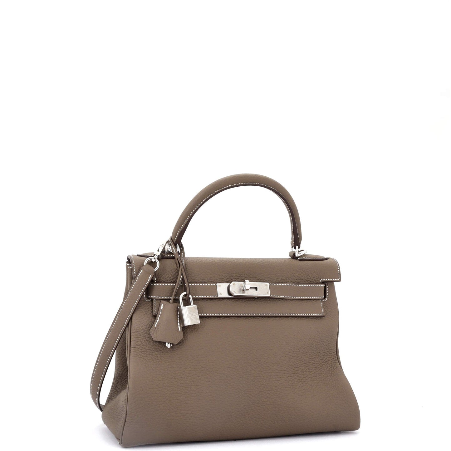 Kelly Handbag Grey Clemence with Palladium Hardware 28