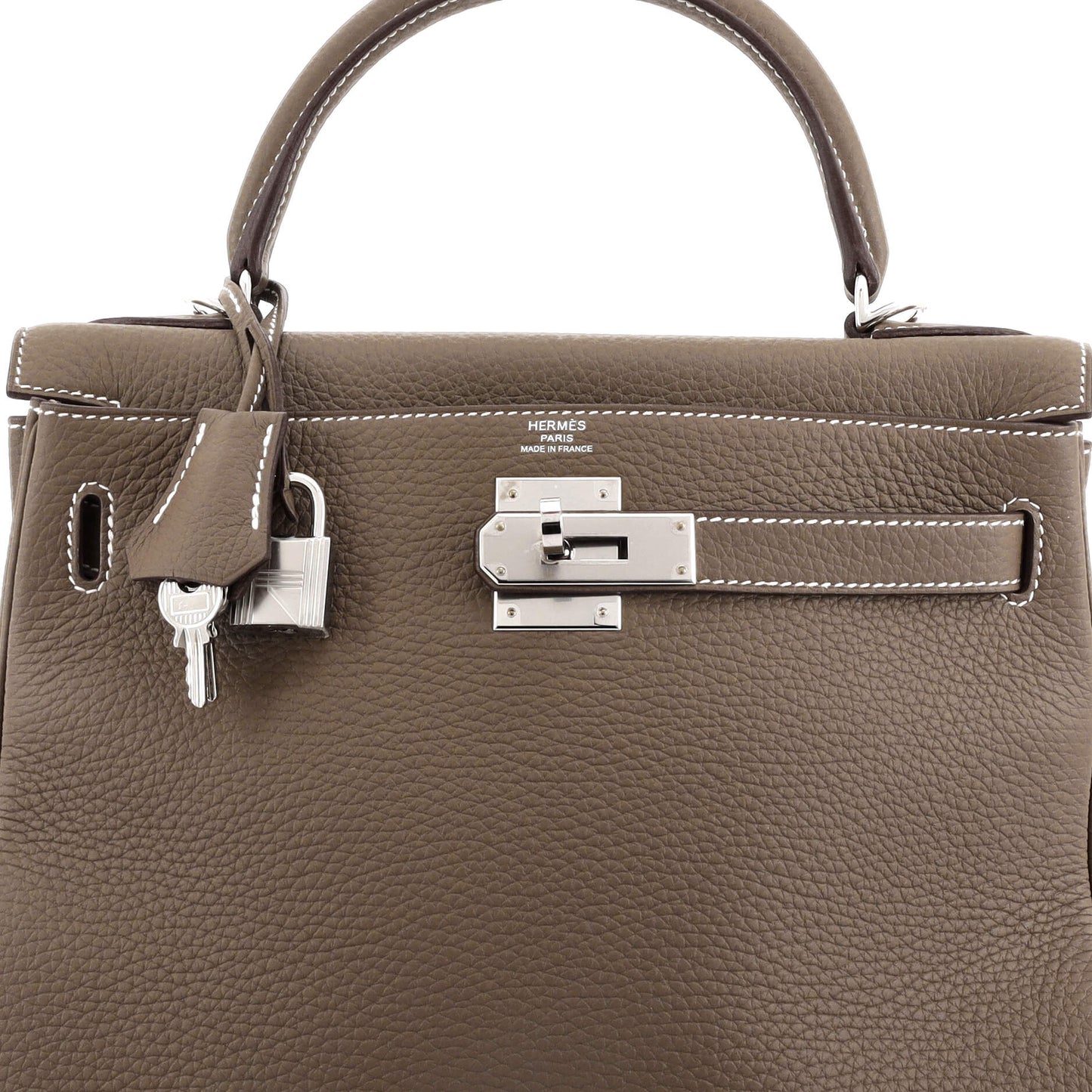 Kelly Handbag Grey Clemence with Palladium Hardware 28