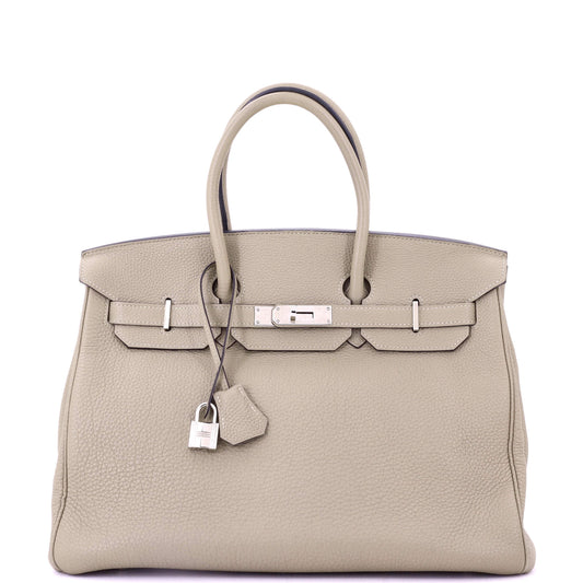 Birkin Handbag Grey Togo with Palladium Hardware 35