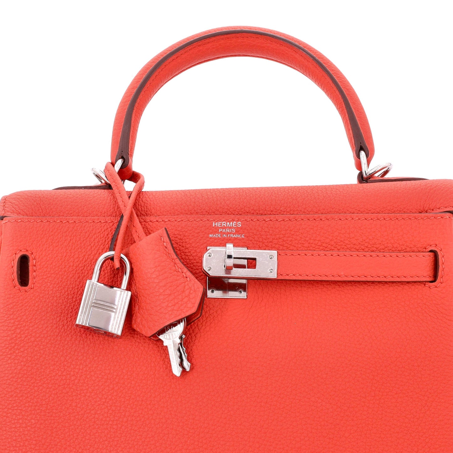 Kelly Handbag Rouge Tomate Togo with Palladium Hardware 25