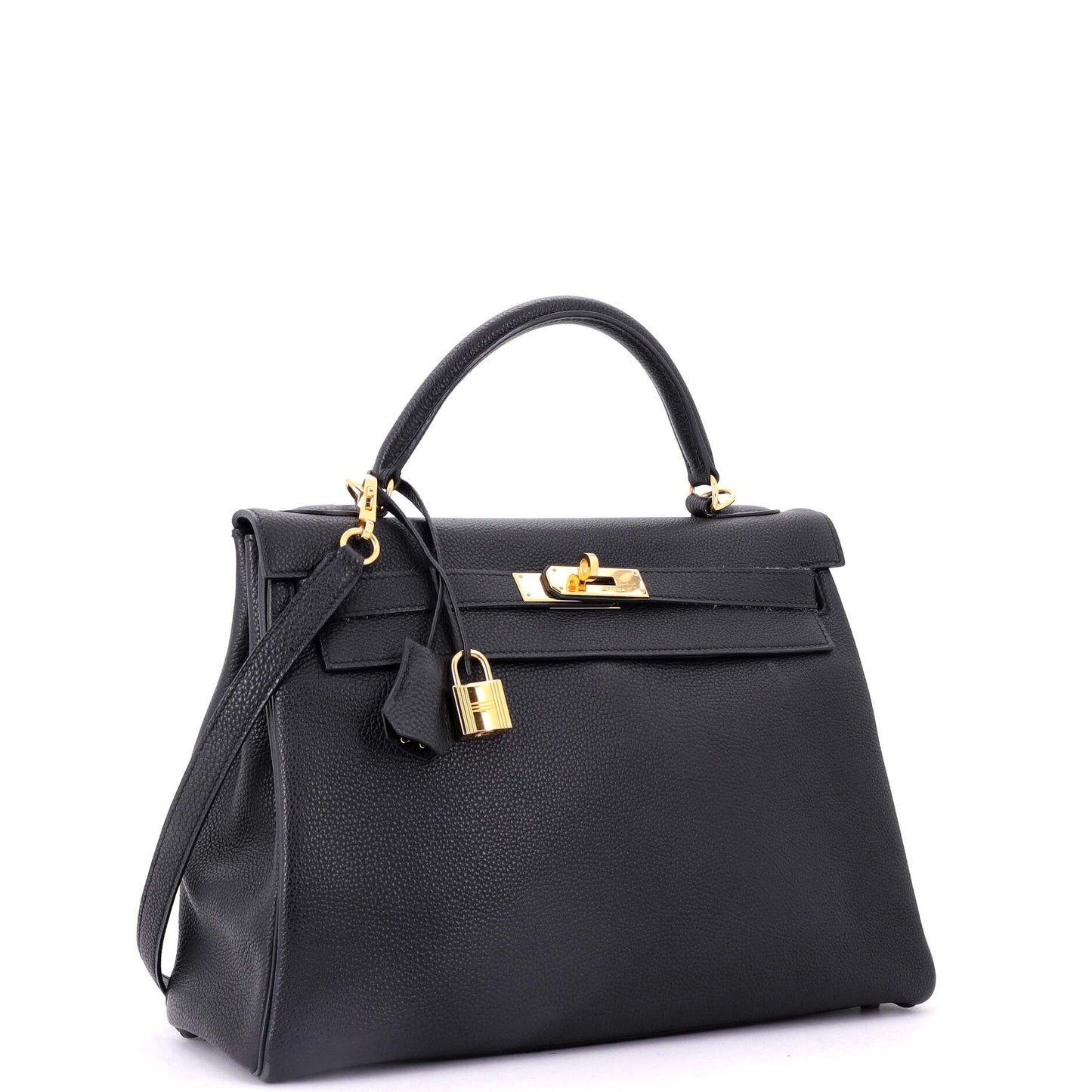 Kelly Handbag Noir Togo with Gold Hardware 32