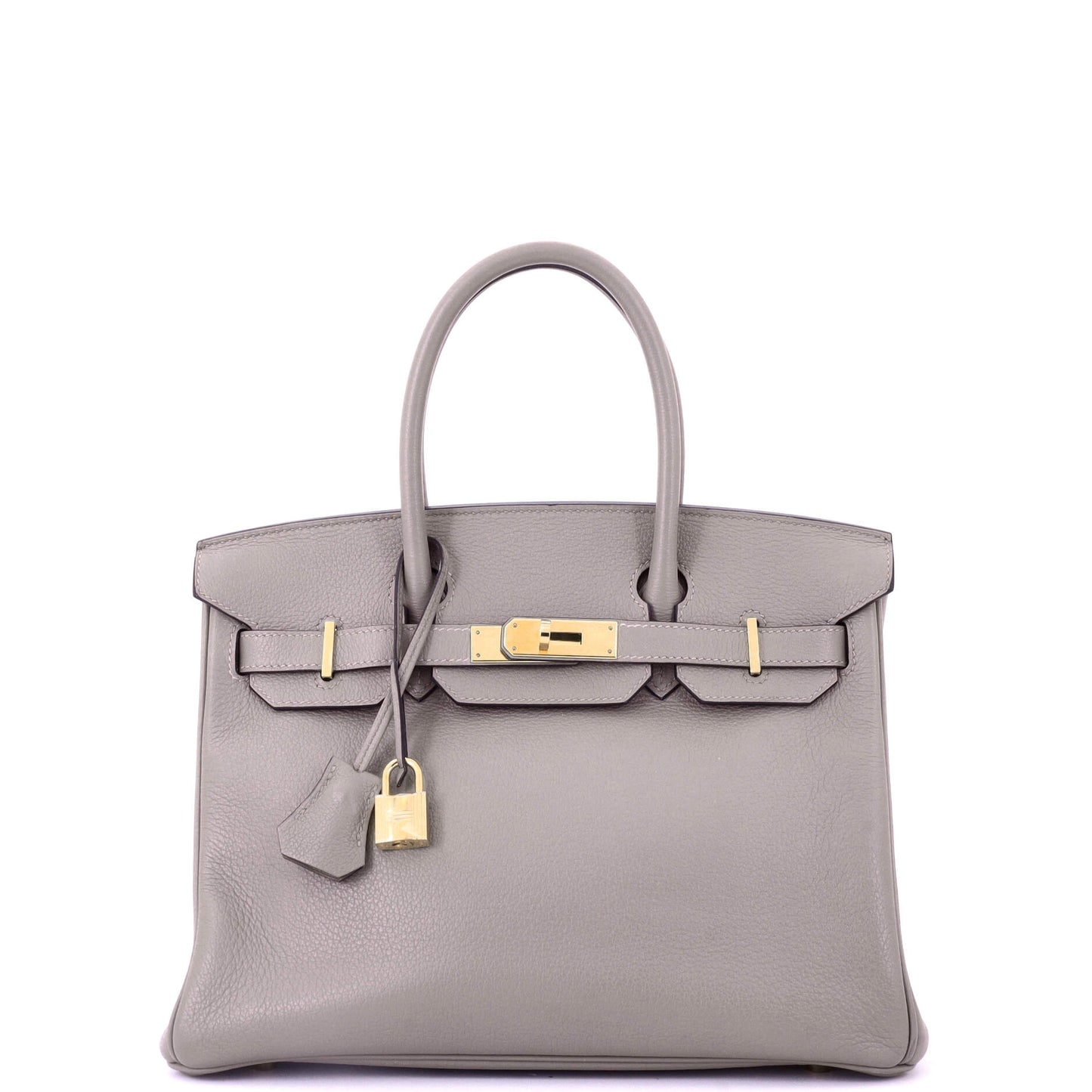Birkin Handbag Grey Novillo with Gold Hardware 30