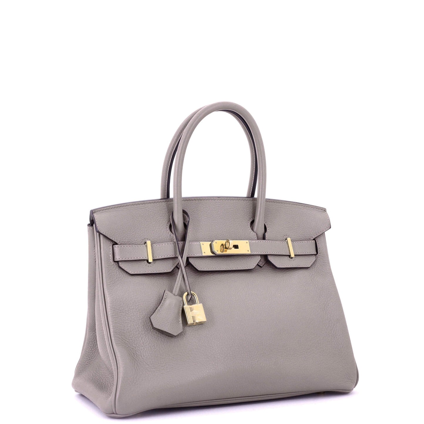 Birkin Handbag Grey Novillo with Gold Hardware 30
