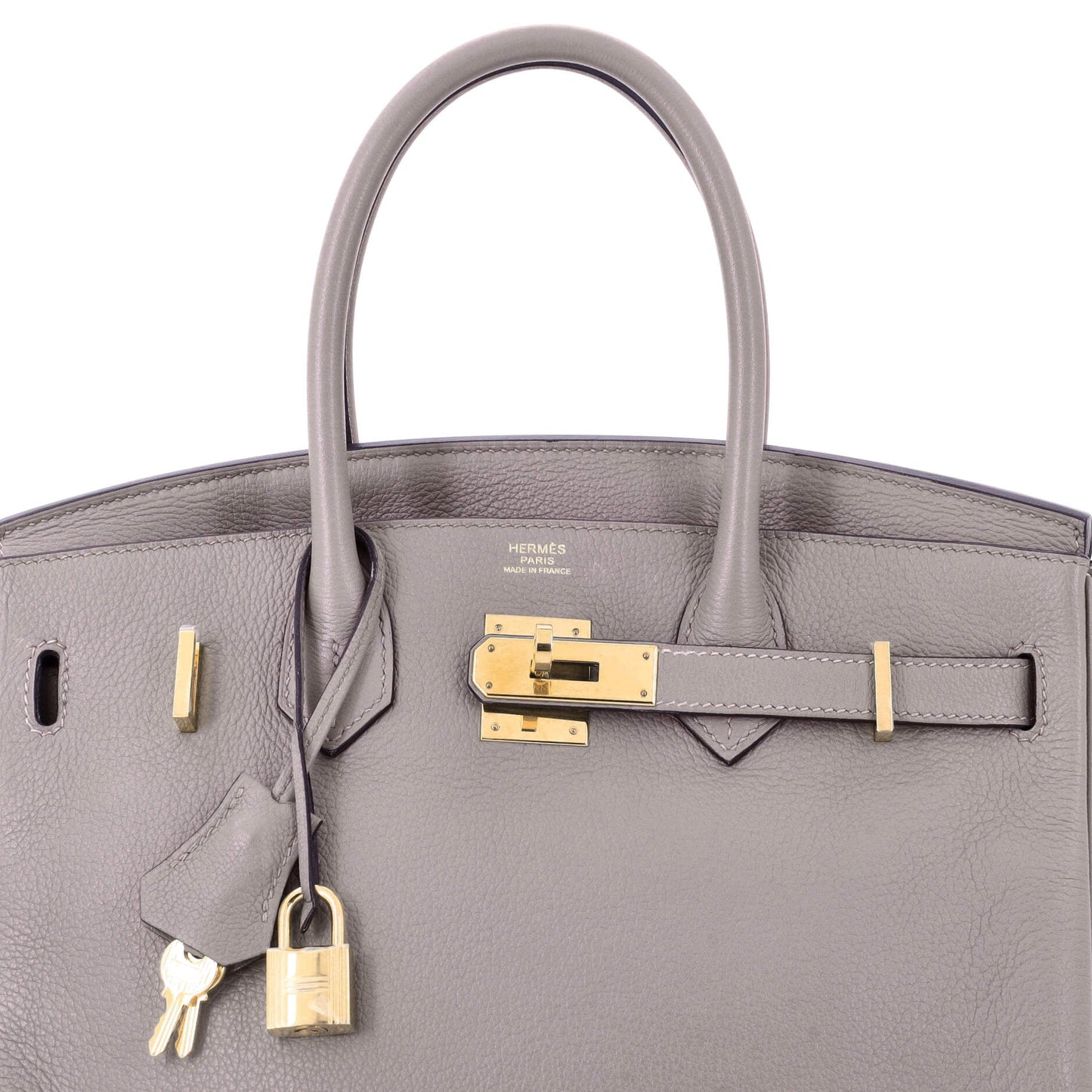 Birkin Handbag Grey Novillo with Gold Hardware 30