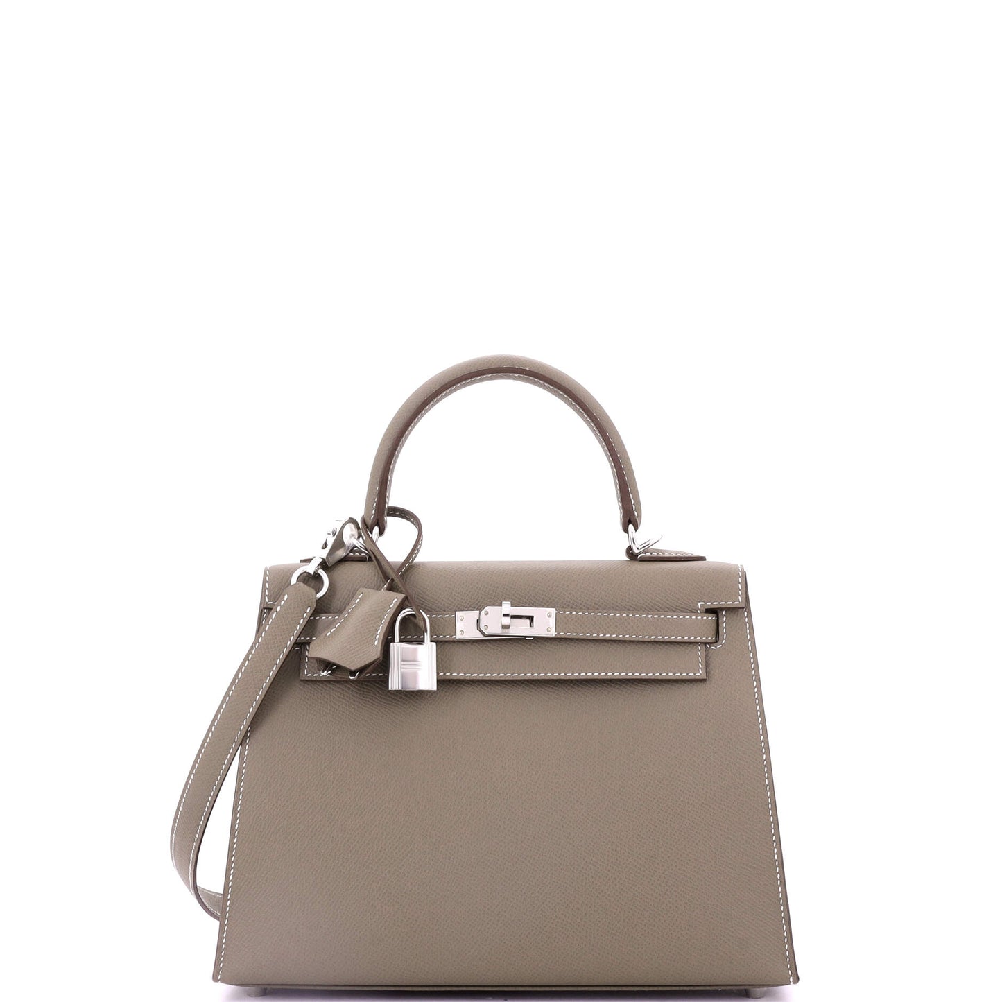 Kelly Handbag Grey Epsom with Palladium Hardware 25