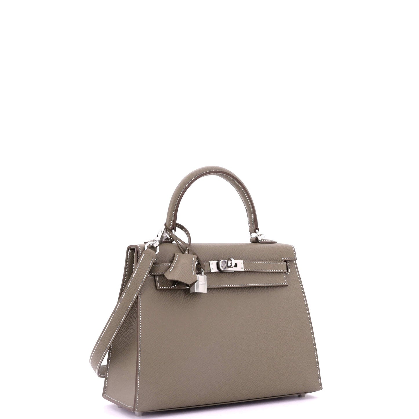 Kelly Handbag Grey Epsom with Palladium Hardware 25