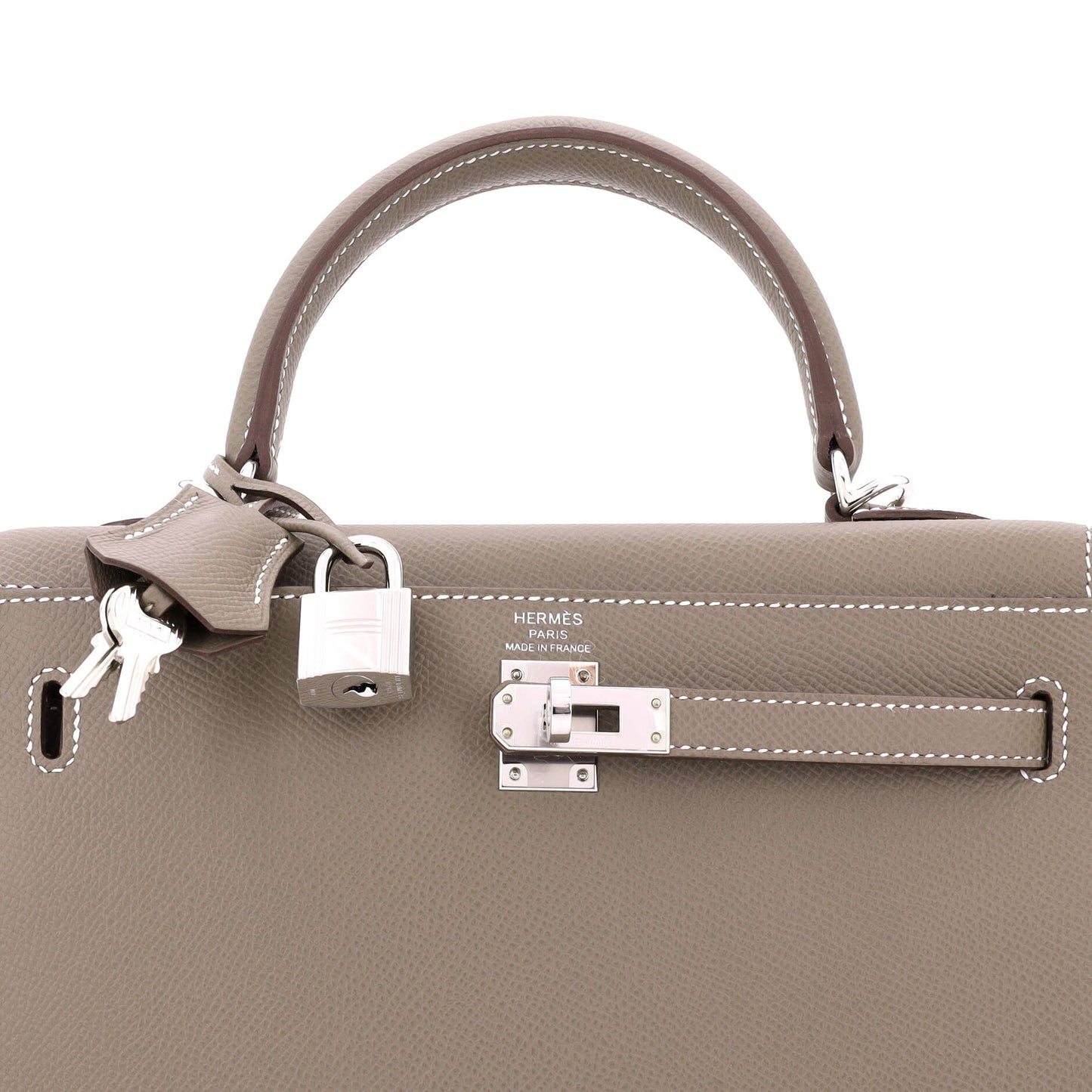 Kelly Handbag Grey Epsom with Palladium Hardware 25