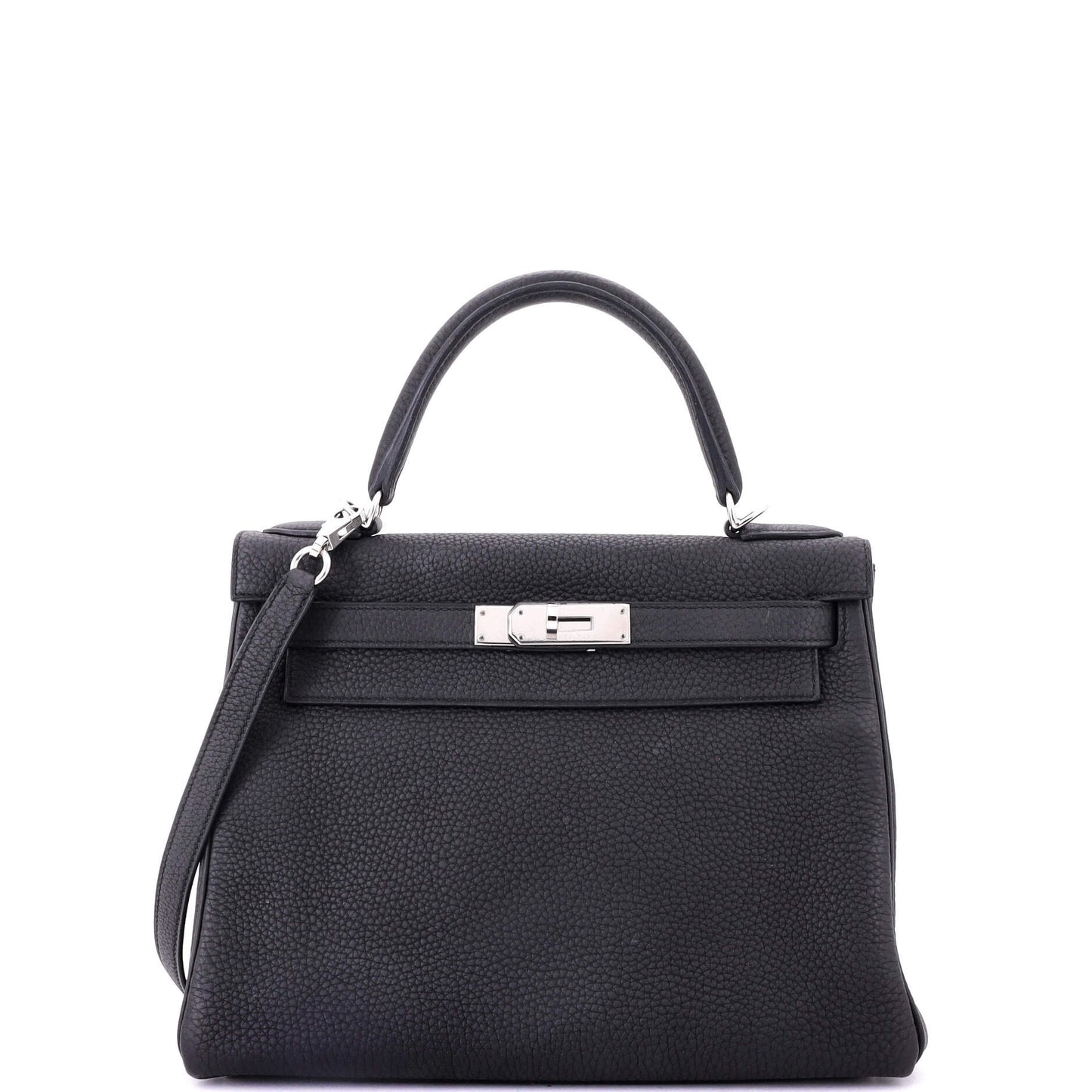 Kelly Handbag Noir Togo with Palladium Hardware 28