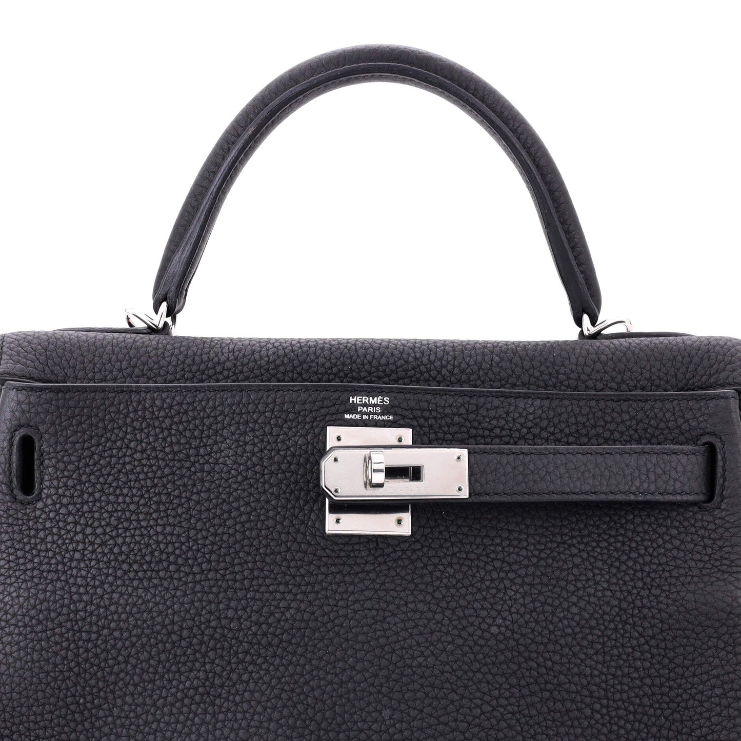 Kelly Handbag Noir Togo with Palladium Hardware 28