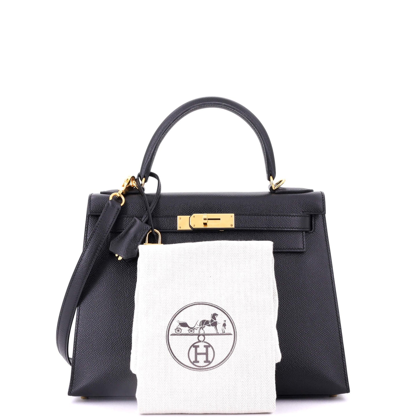 Kelly Handbag Noir Epsom with Gold Hardware 28