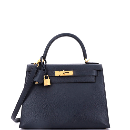 Kelly Handbag Noir Epsom with Gold Hardware 28
