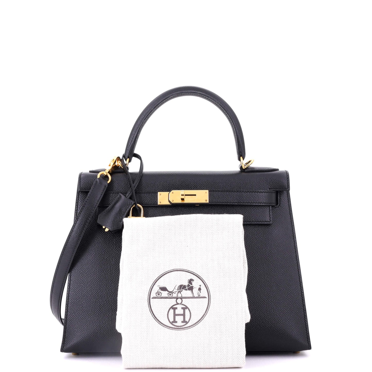 Kelly Handbag Noir Epsom with Gold Hardware 28
