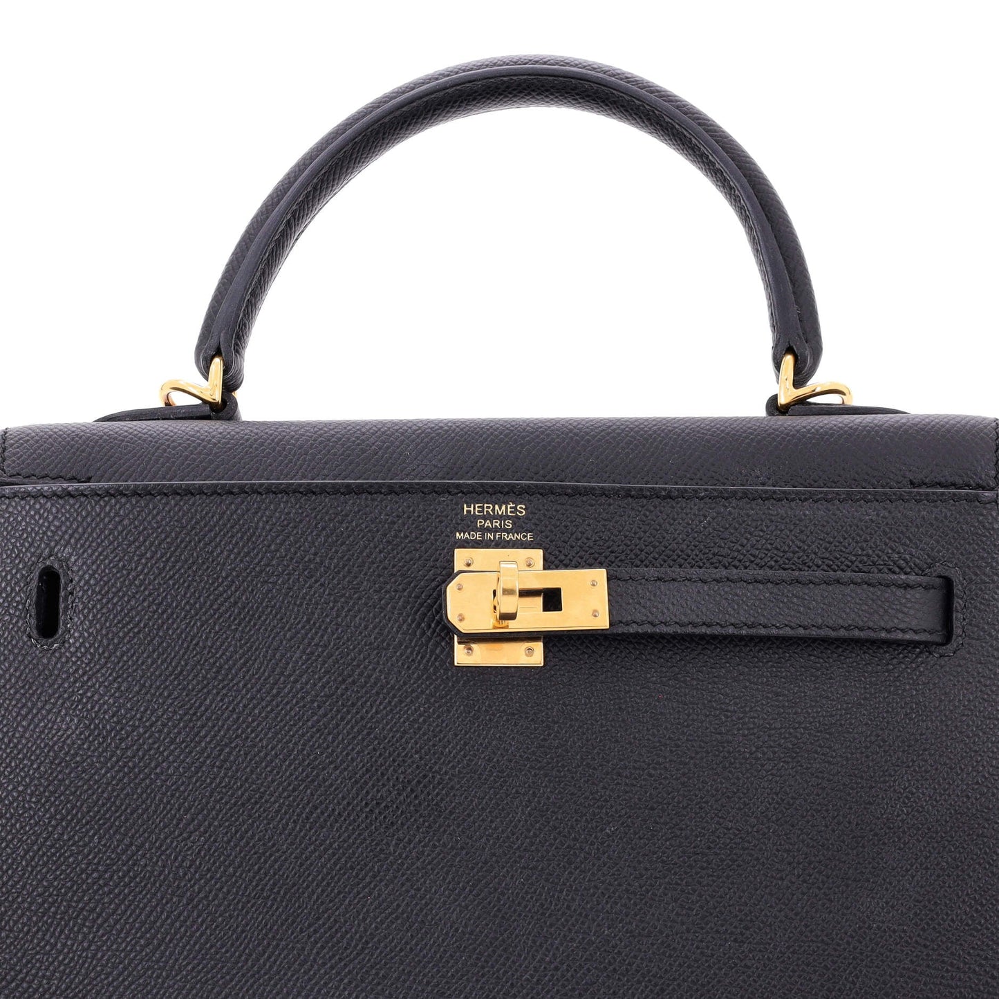 Kelly Handbag Noir Epsom with Gold Hardware 25