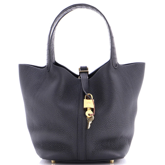 Touch Picotin Lock Bag Clemence with Matte Alligator MM
