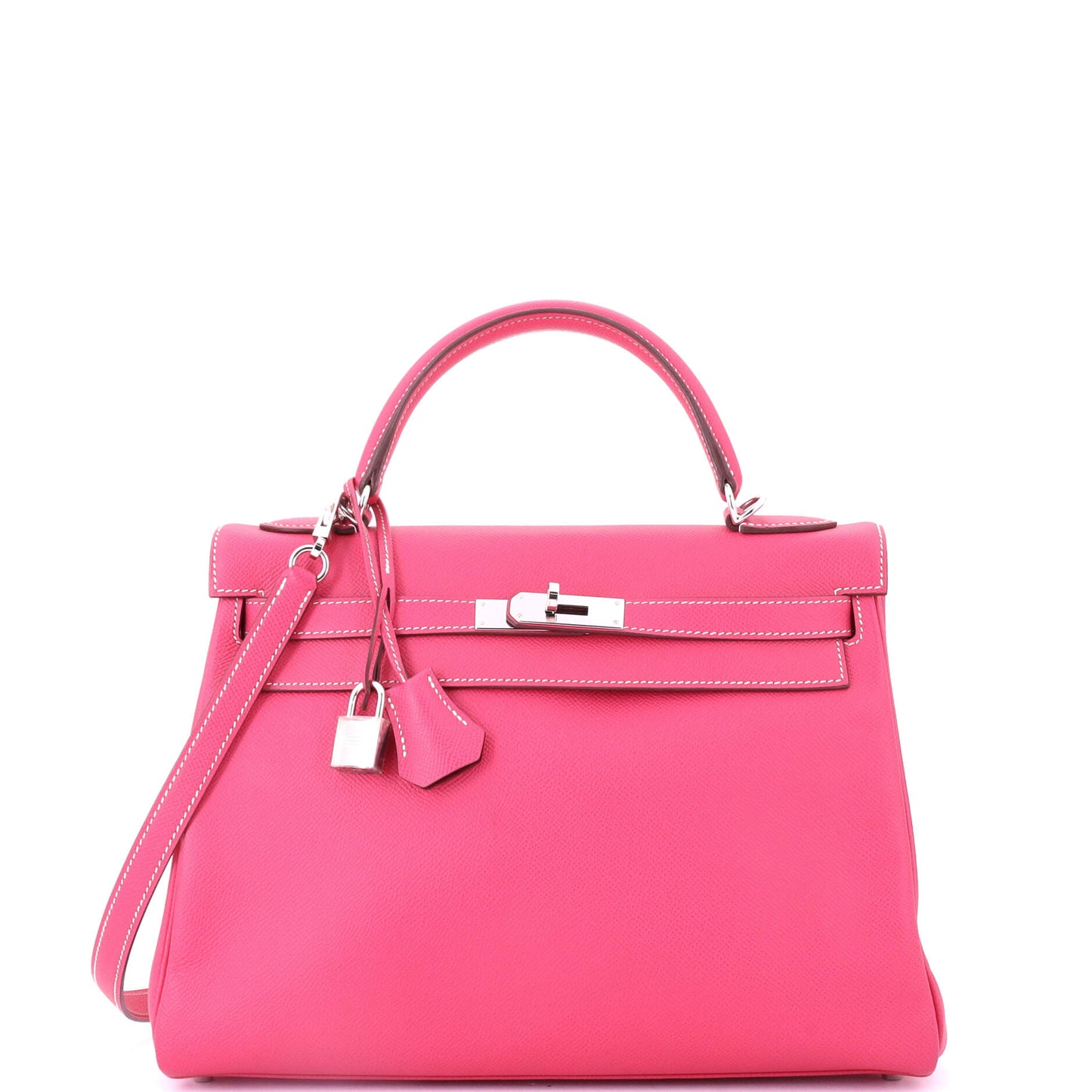 Kelly Handbag Rose Tyrien Epsom with Palladium Hardware 32