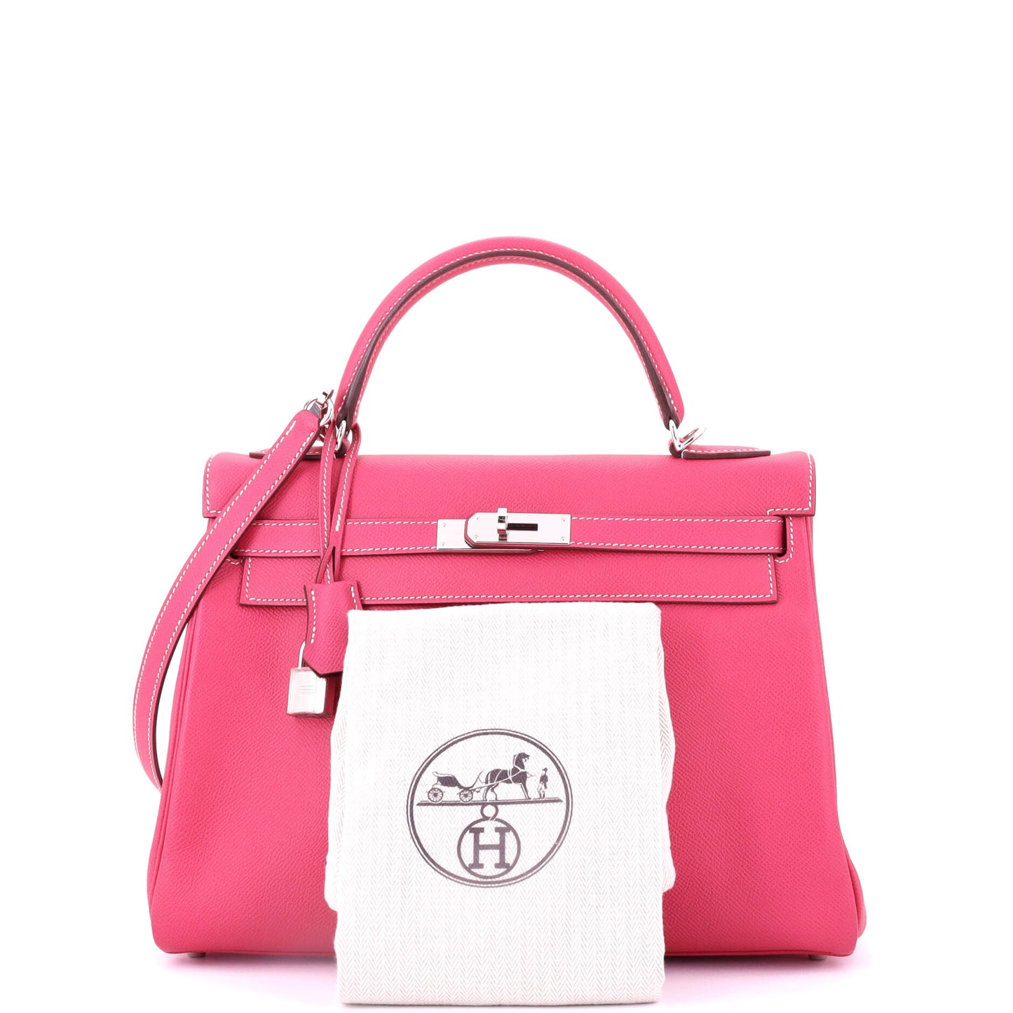 Kelly Handbag Rose Tyrien Epsom with Palladium Hardware 32