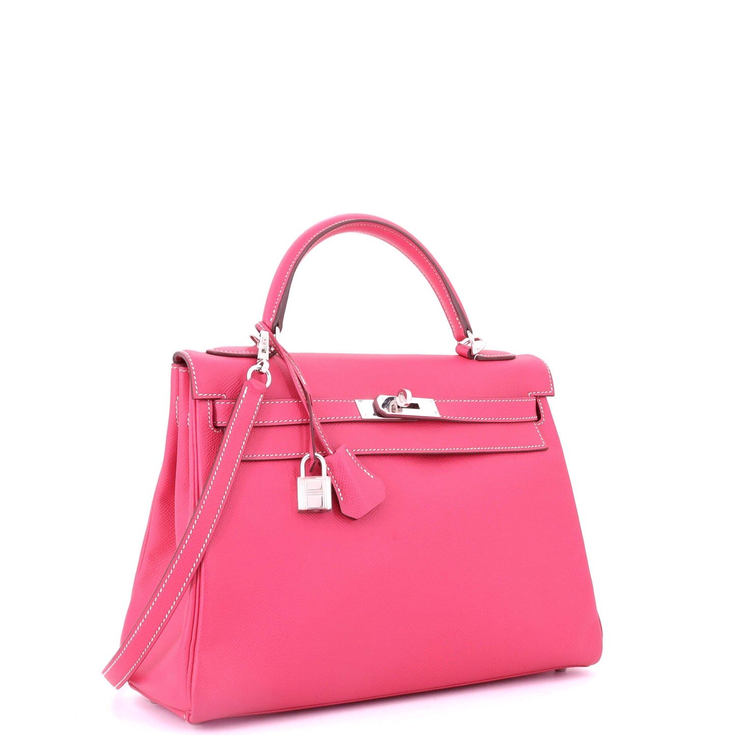 Kelly Handbag Rose Tyrien Epsom with Palladium Hardware 32